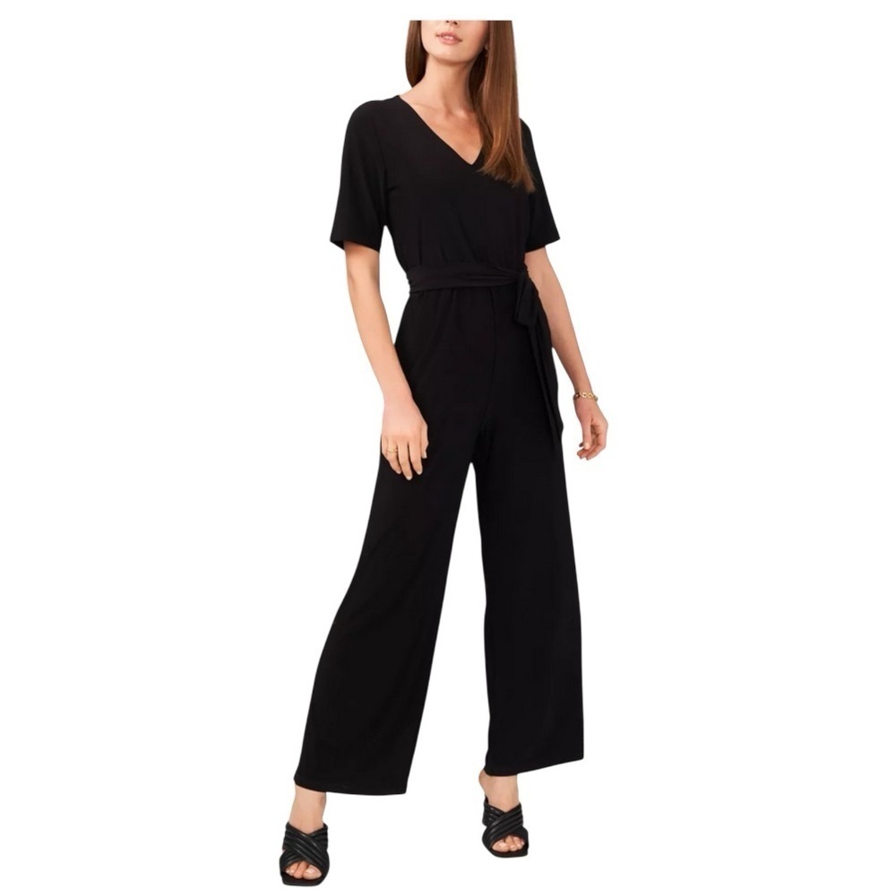 Vince Camuto Elbow Sleeve V Neck Jumpsuit Black Size Small NWT